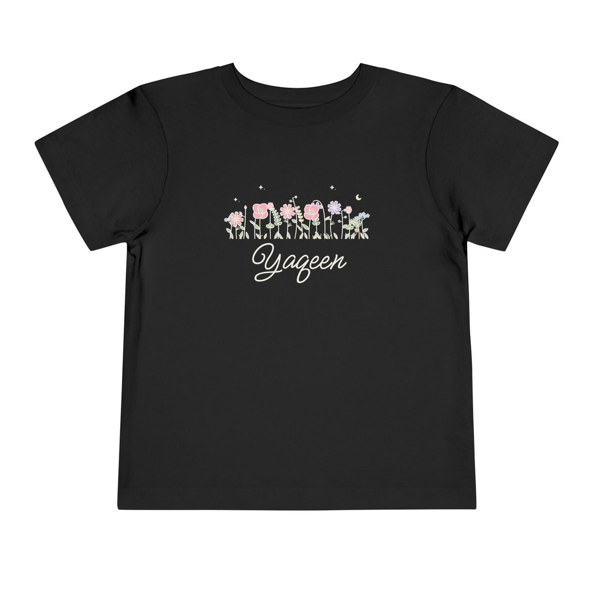 Yaqeen Meadow Flowers Islamic Toddler T-Shirt in Black – AdabStars