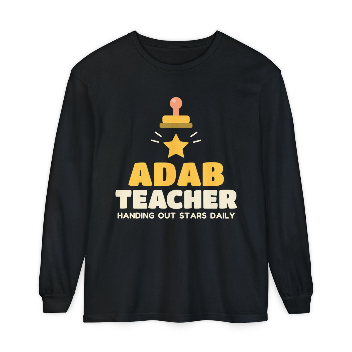 Adab Teacher Ramadan Long Sleeve Shirt | Islamic School Star Stamp Muslim Educator | AdabStars Islamic Apparel