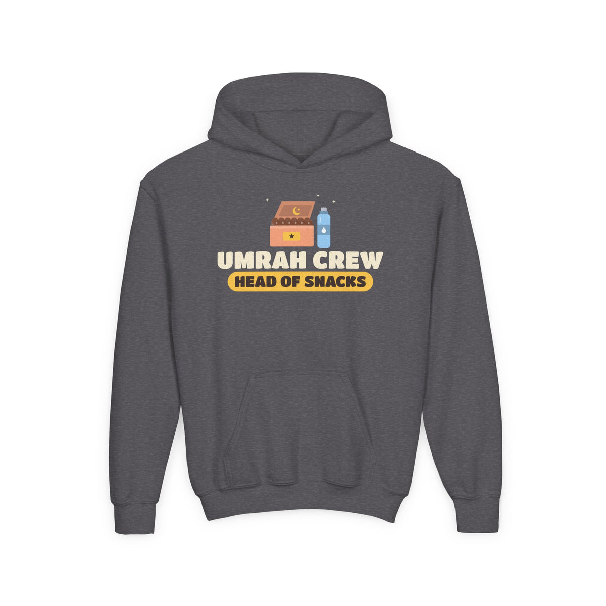 Umrah Crew Head Of Snacks Kids Hoodie in Dark Heather – AdabStars