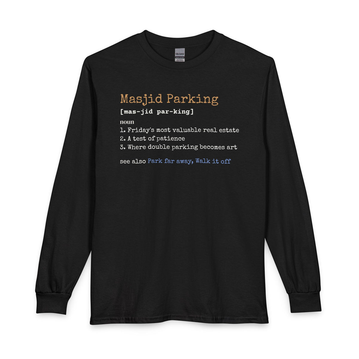 Masjid Parking Definition Islamic Long Sleeve Shirt in Black – AdabStars