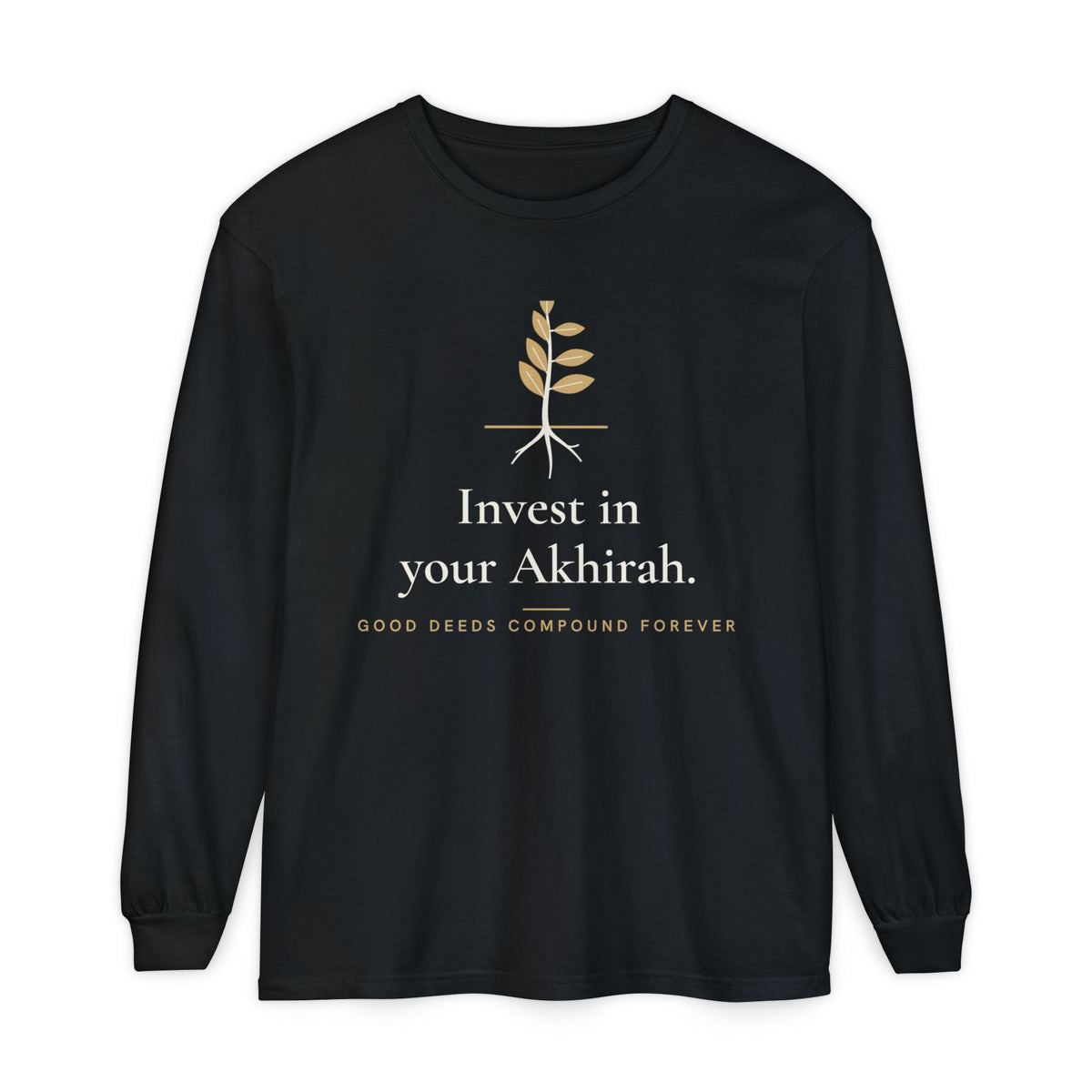 Invest in Your Akhirah Islamic Heavyweight Long Sleeve Shirt in Black – AdabStars
