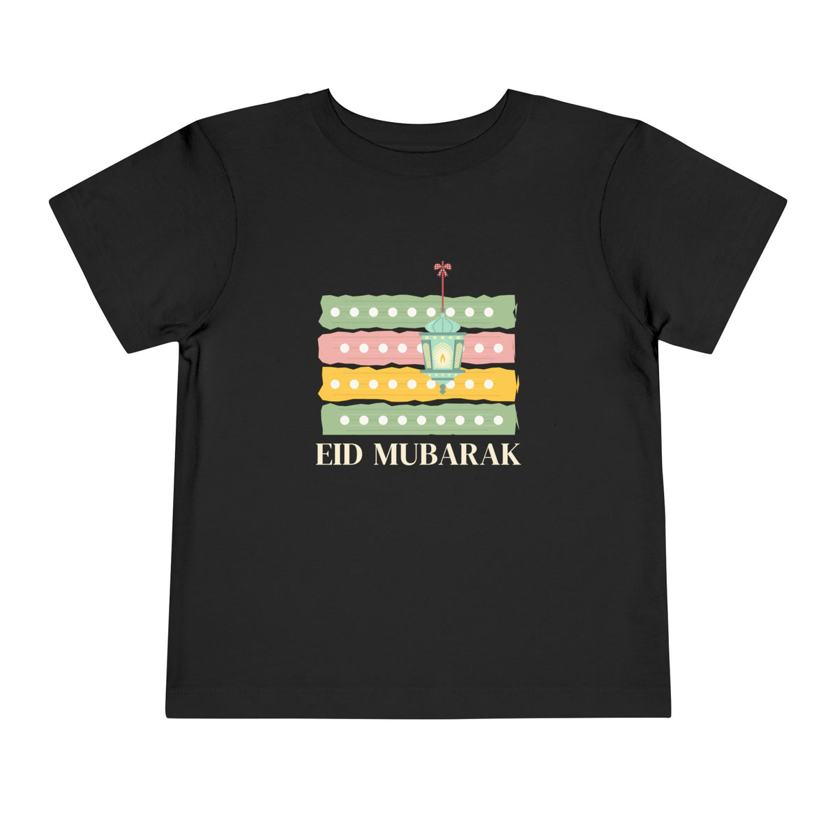 Eid Mubarak Polka Stripes Toddler T-Shirt in Black – AdabStars