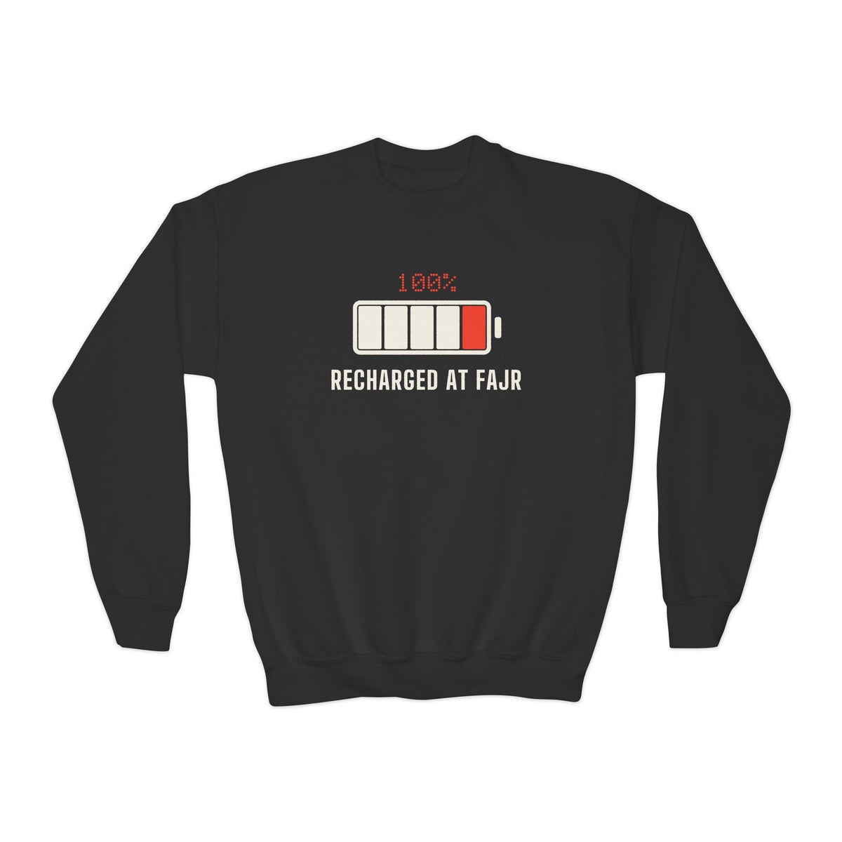 Recharged at Fajr Islamic Kids Sweatshirt in Black – AdabStars