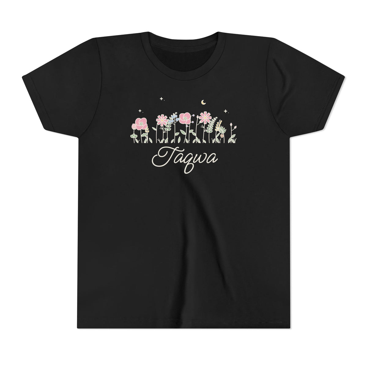 Taqwa Meadow Flowers Islamic Kids T-Shirt in Black – AdabStars