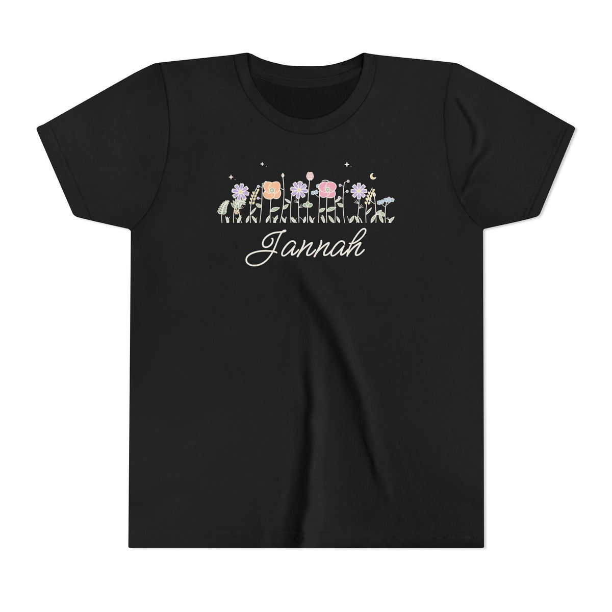 Jannah Meadow Flowers Islamic Kids T-Shirt in Black – AdabStars