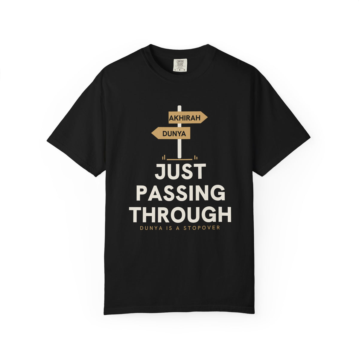 Just Passing Through Islamic Heavyweight T-Shirt in Black – AdabStars