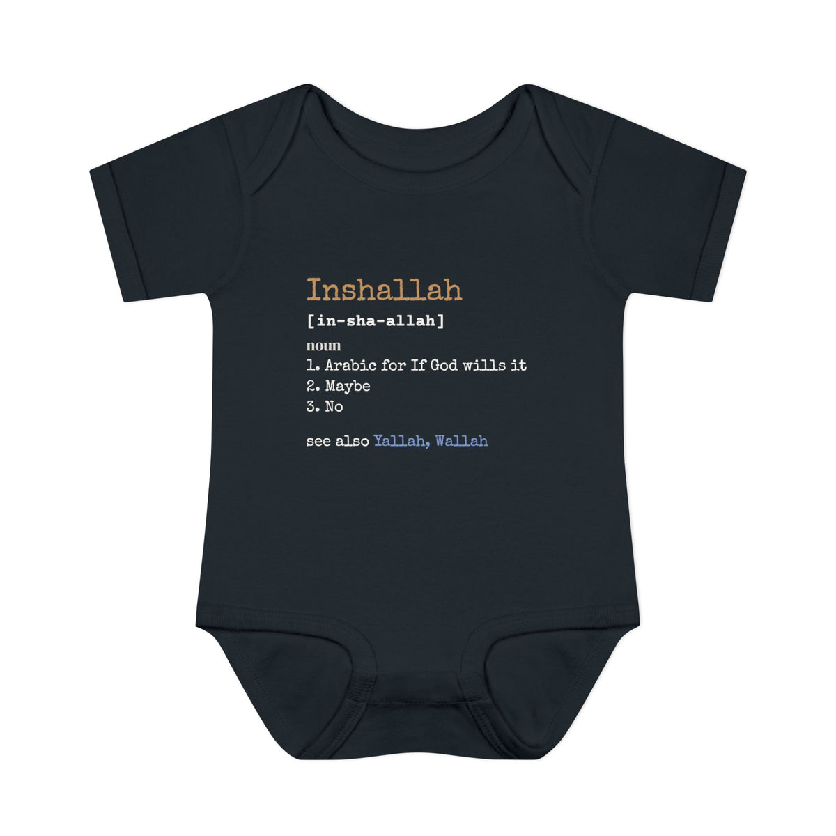 Inshallah Definition Islamic Baby Bodysuit in Black – AdabStars