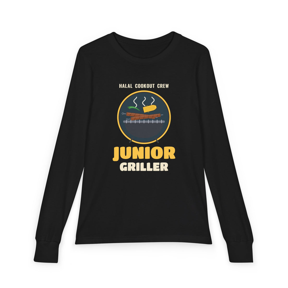 Junior Griller Halal Cookout Kids Long Sleeve Shirt in Black – AdabStars