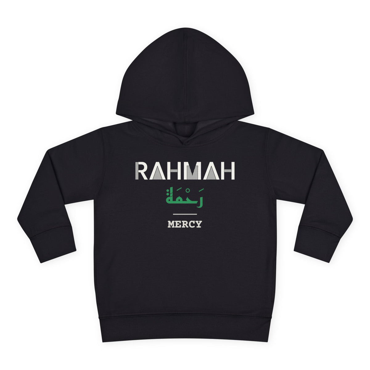 Rahmah Dual Language with English Meaning Islamic Toddler Hoodie in Black – AdabStars