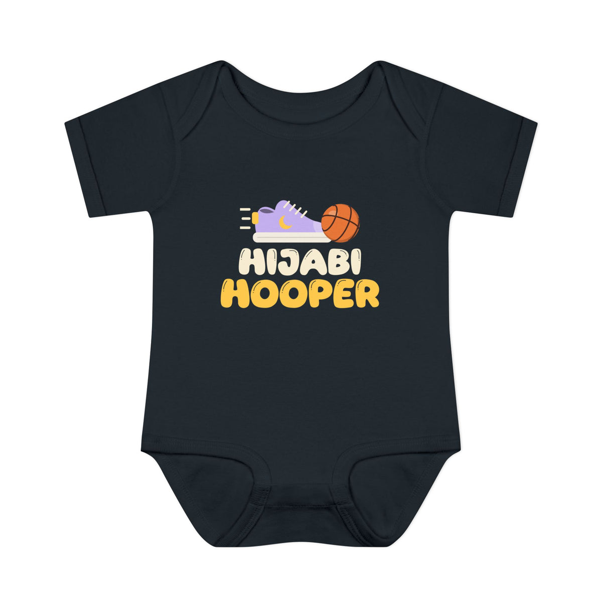 Hijabi Hooper Muslim Baby Bodysuit in Black – AdabStars