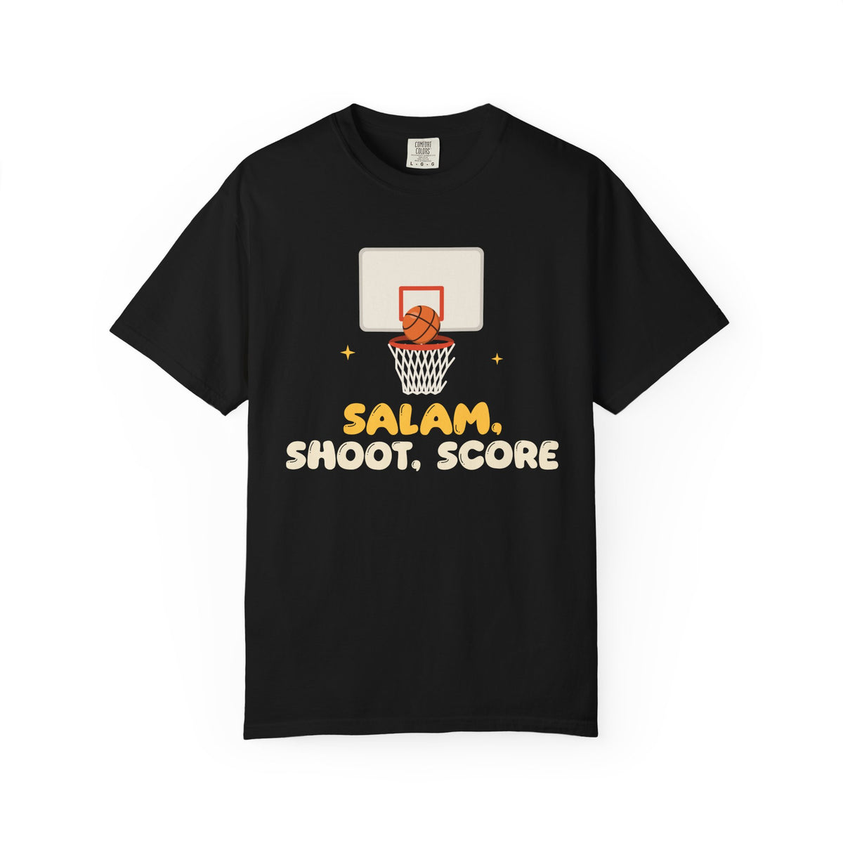 Salam, Shoot, Score Muslim Heavyweight T-Shirt in Black – AdabStars