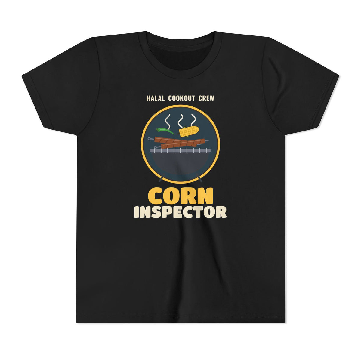 Corn Inspector Halal Cookout Islamic Kids T-Shirt in Black – AdabStars