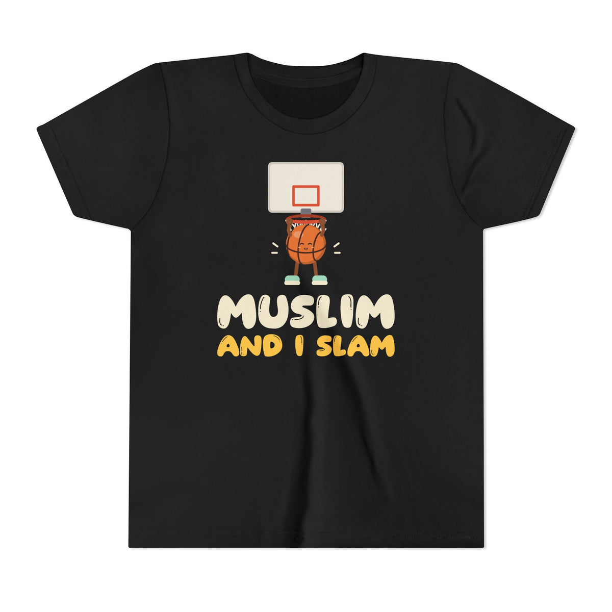 Muslim And I Slam Muslim Kids Tee | Kids Basketball Rhyme Dunking Ball Pun | AdabStars Islamic Kids Apparel