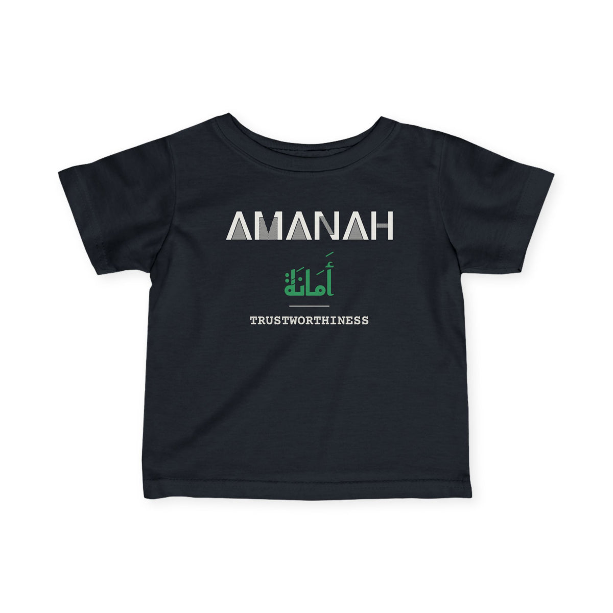 Amanah Dual Language with English Meaning Islamic Baby T-Shirt in Black – AdabStars