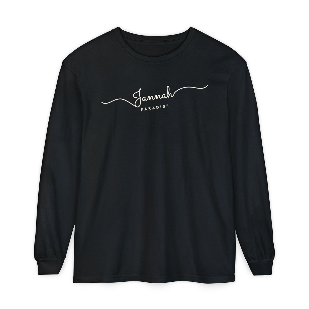 Jannah Fine Line Script Islamic Heavyweight Long Sleeve Shirt – AdabStars