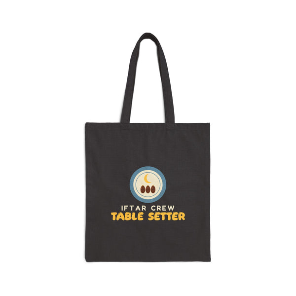 Iftar Crew: Table Setter Canvas Tote Bag in Black, one-sided print – AdabStars