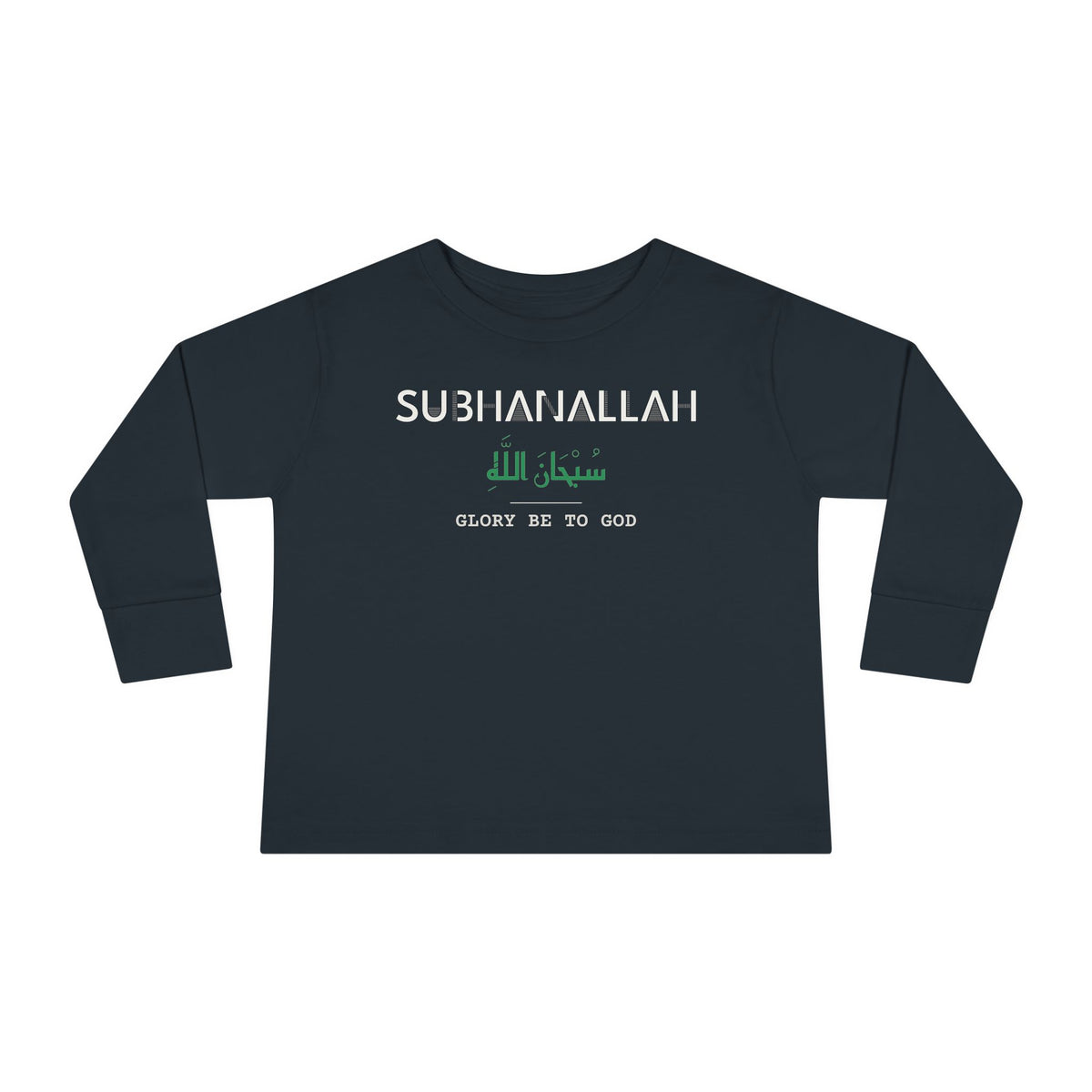Subhanallah Dual Language with English Meaning Islamic Toddler Toddler Long Sleeve Shirt in Black – AdabStars
