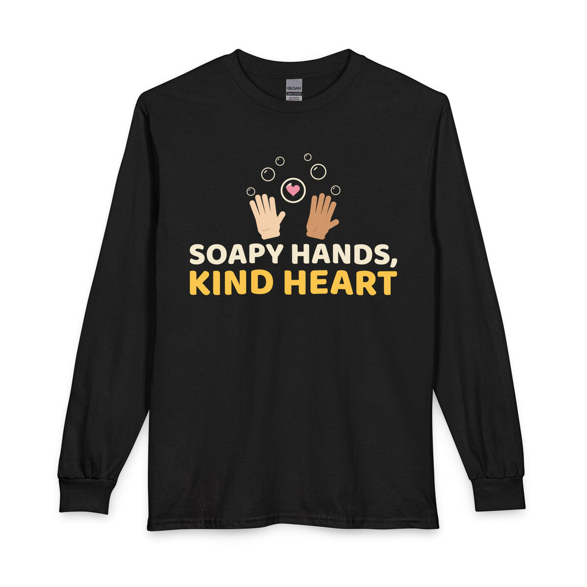 Soapy Hands Kind Heart Islamic Long Sleeve Shirt in Black – AdabStars