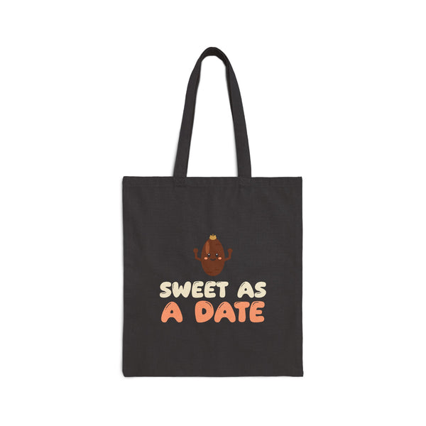 Sweet As A Date Canvas Tote Bag in Black, double-sided print – AdabStars