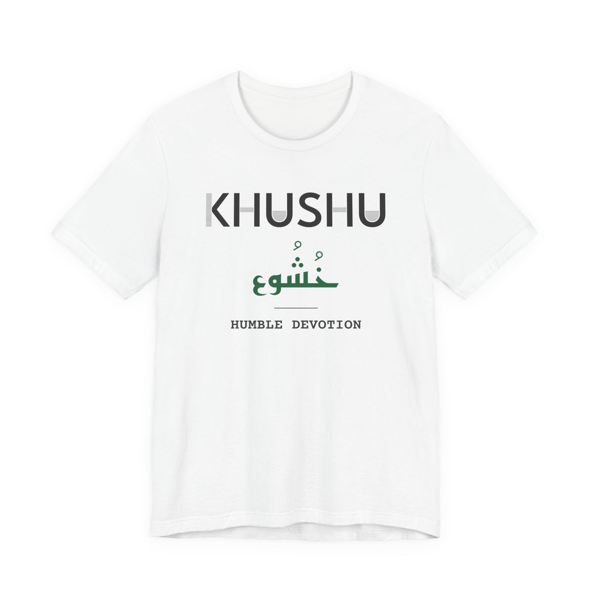 Khushu Dual Language with English Meaning Islamic Unisex T-Shirt in White – AdabStars