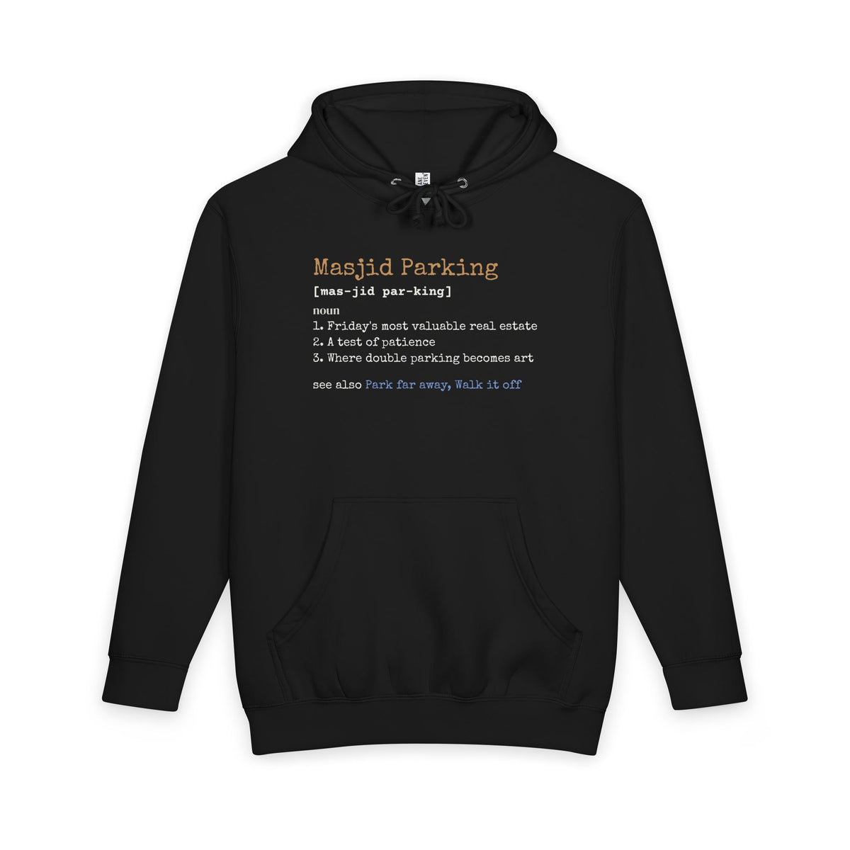 Masjid Parking Definition Premium Heavyweight Hoodie in Black – AdabStars