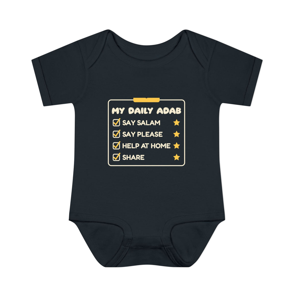 My Daily Adab Islamic Baby Bodysuit in Black – AdabStars