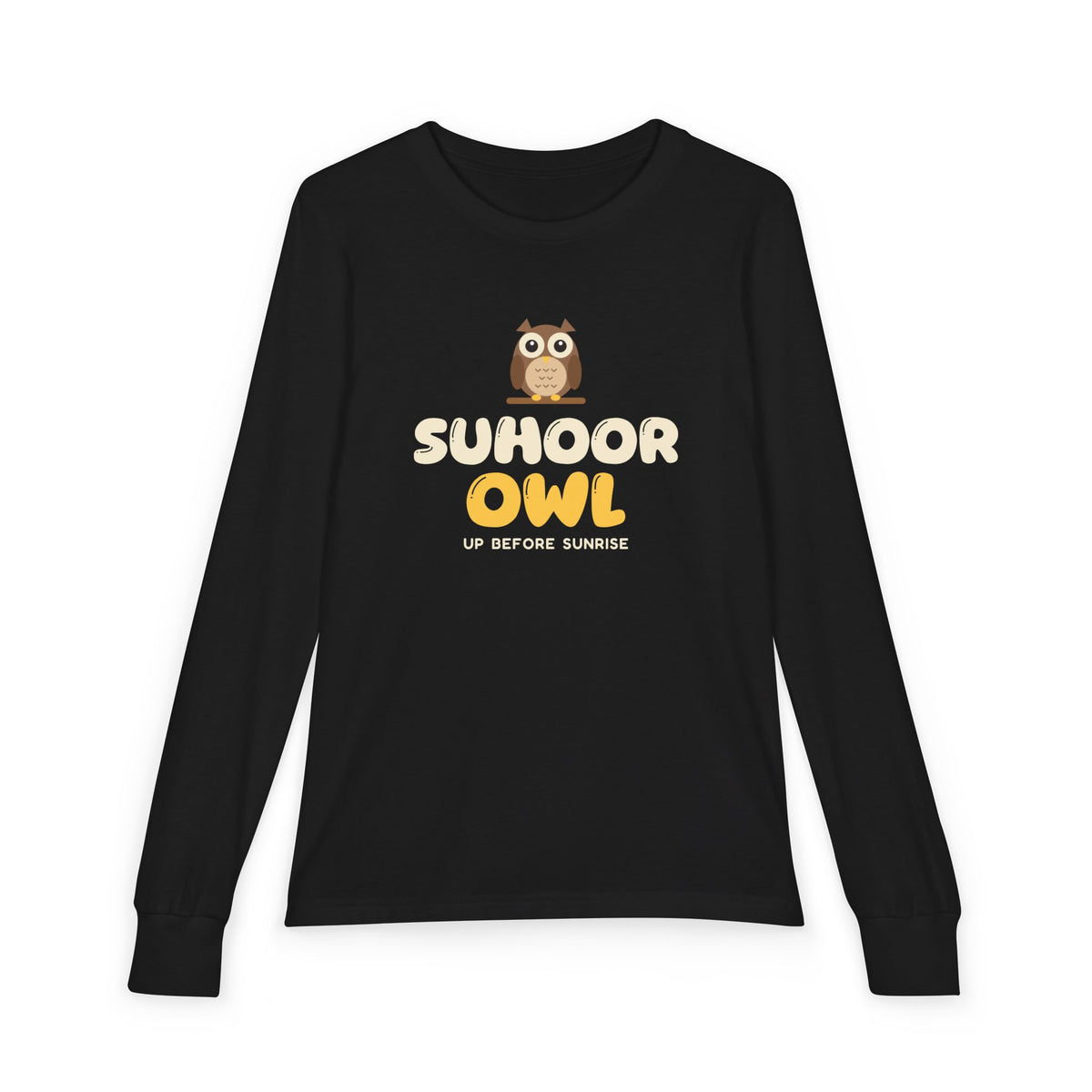 Suhoor Owl Ramadan Kids Long Sleeve Shirt | Ramadan Kids Night Bird Early Riser Pre Dawn | AdabStars Islamic Kids Apparel