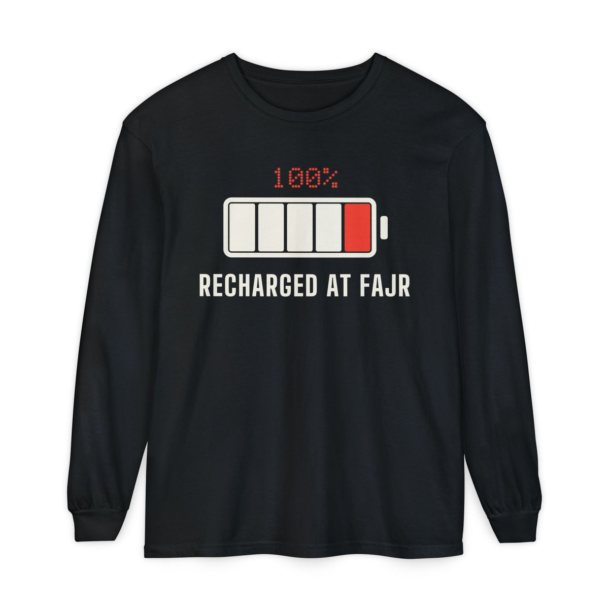 Recharged at Fajr Islamic Heavyweight Long Sleeve Shirt in Black – AdabStars