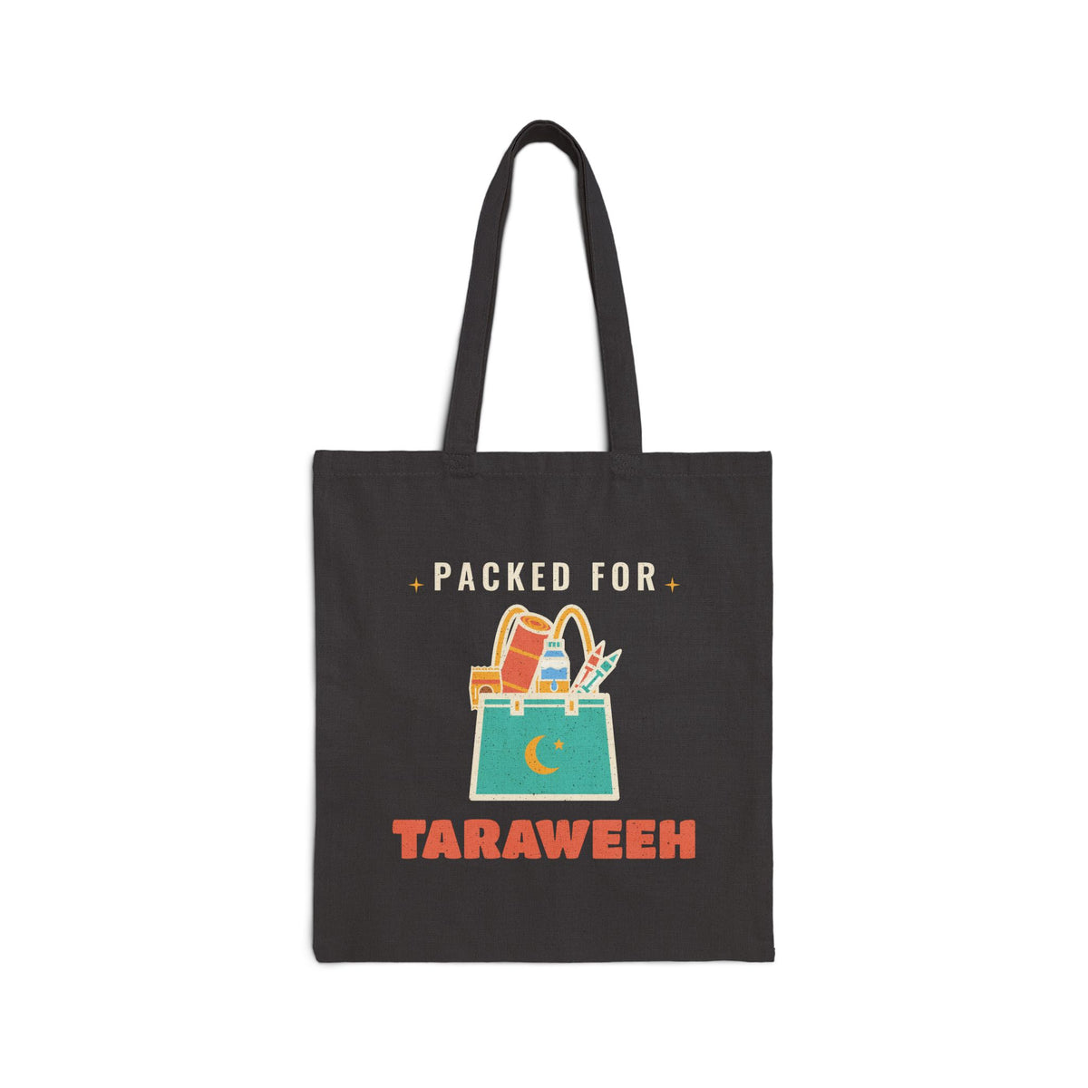 Packed for Taraweeh Canvas Tote Bag in Black, one-sided print – AdabStars