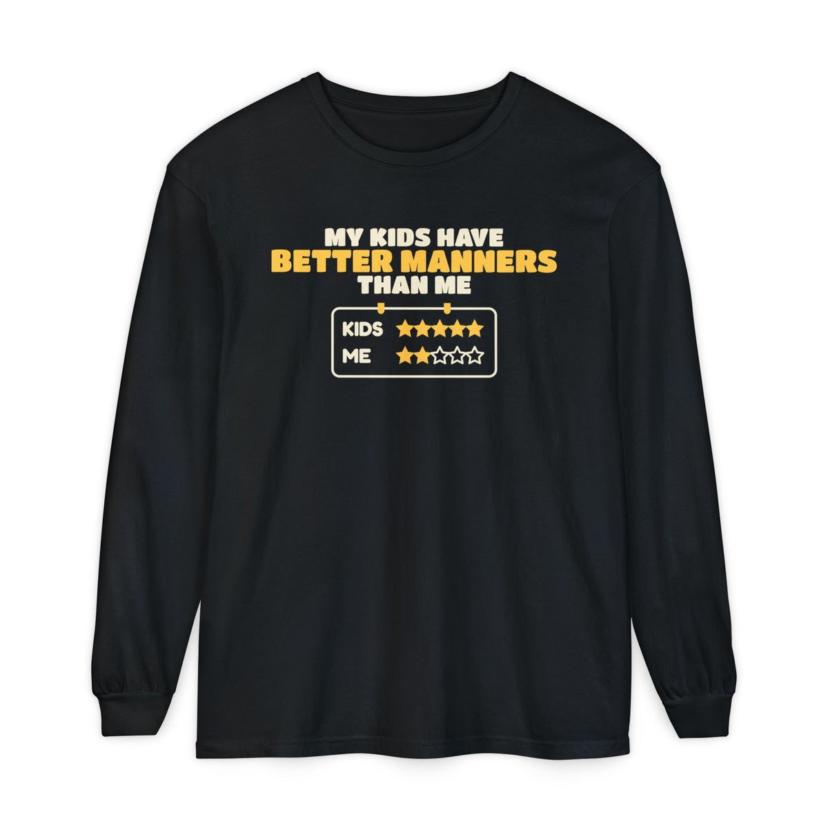 Better Manners Than Me Ramadan Long Sleeve Shirt | Funny Muslim Parent Better Manners Than Me Star Chart Joke | AdabStars Islamic Apparel