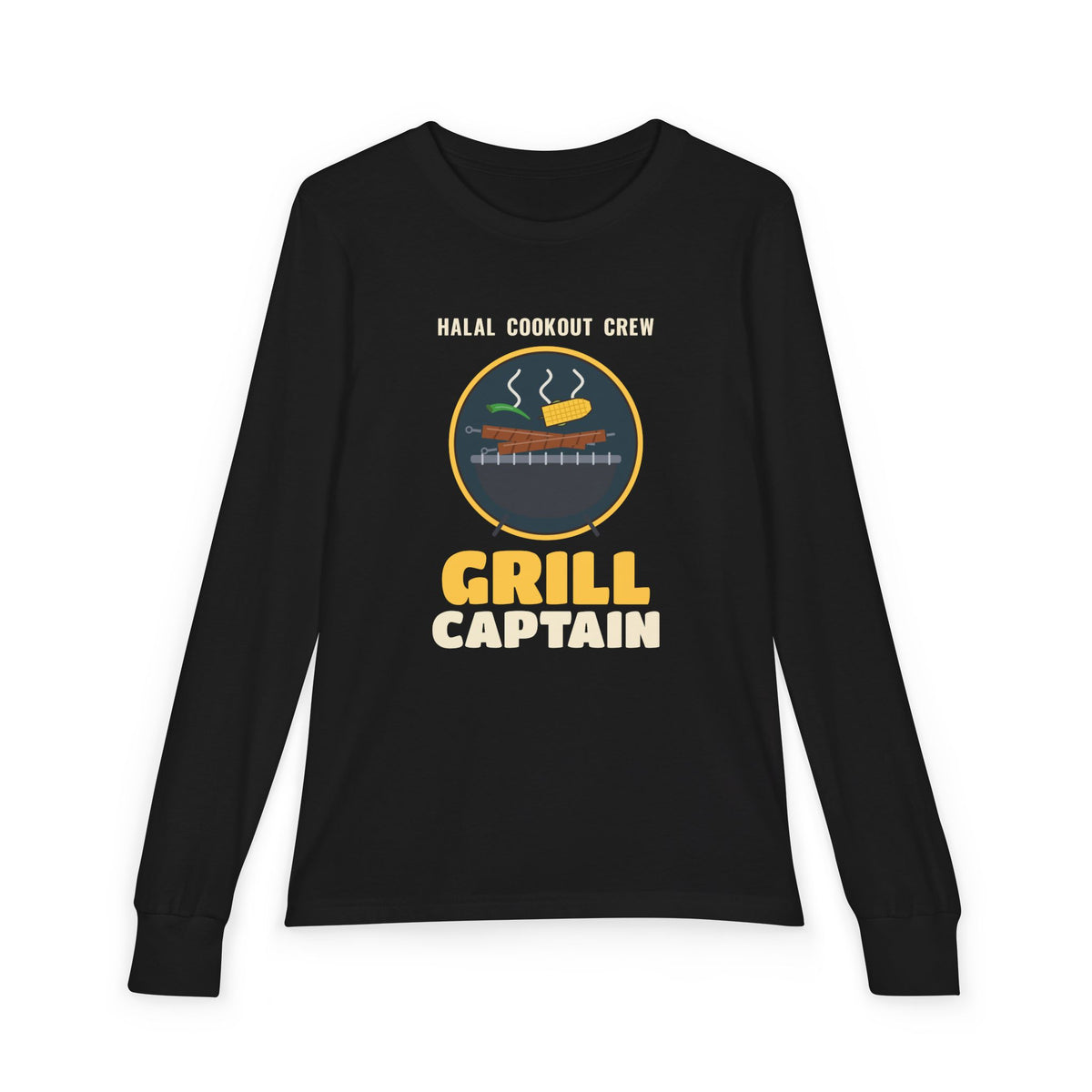 Grill Captain Halal Cookout Kids Long Sleeve Shirt in Black – AdabStars