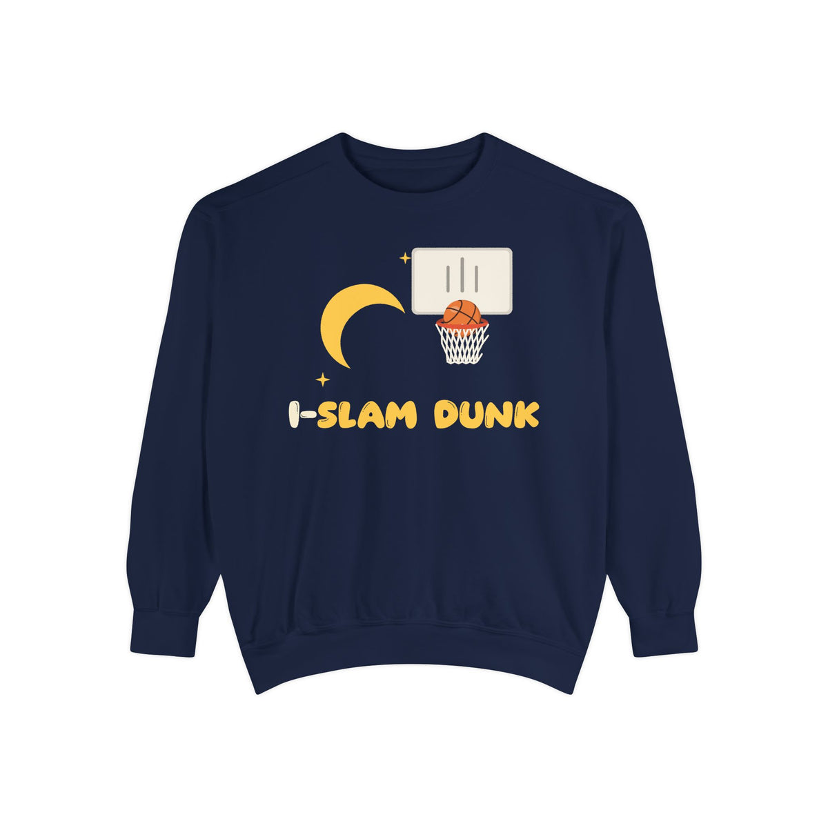 I Slam Dunk Muslim Sweatshirt | Islamic Basketball Kids I-Slam Dunk Crescent Moon Wordplay | AdabStars Islamic Kids Apparel