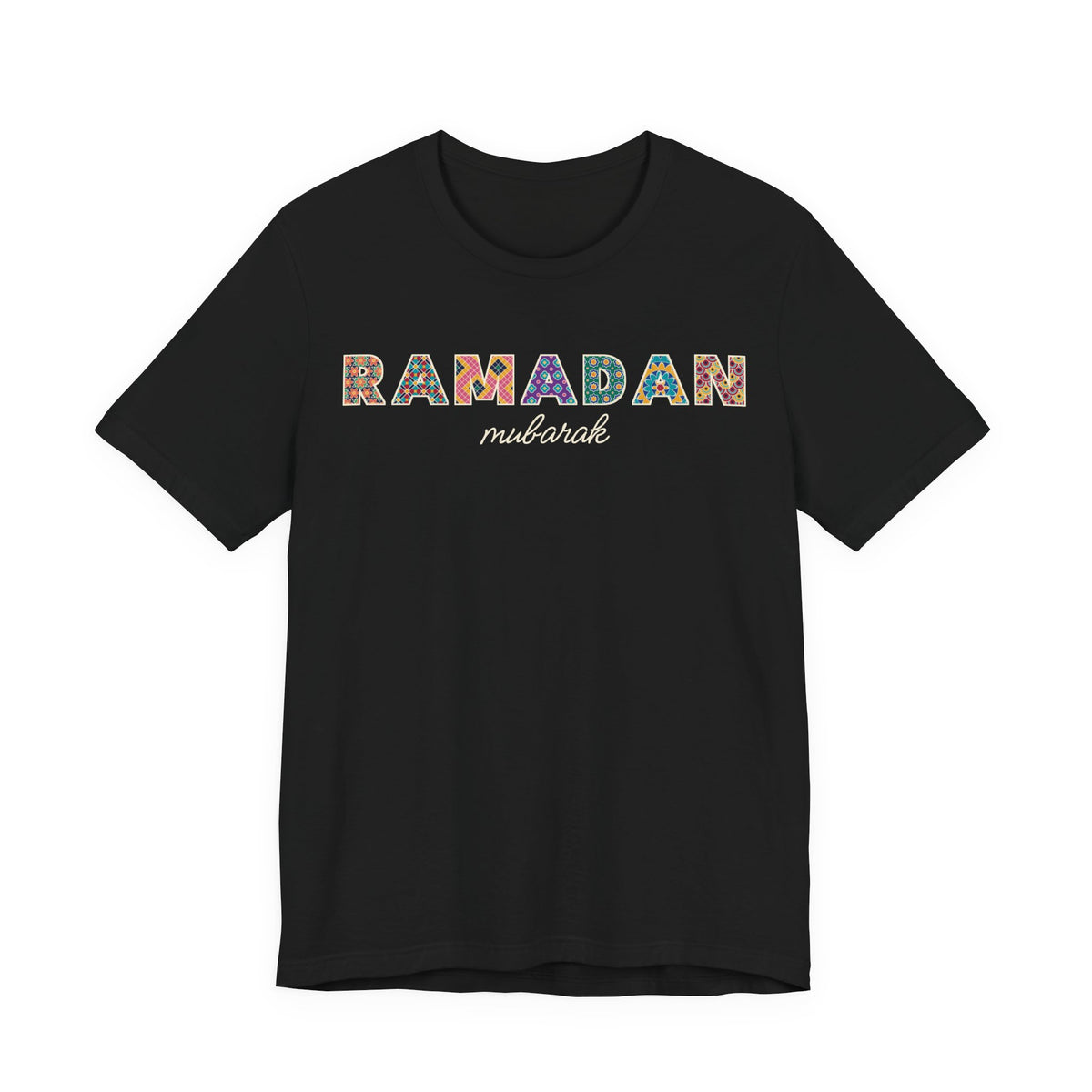 Ramadan Mubarak Patterned Letters Unisex T-Shirt in Black – AdabStars