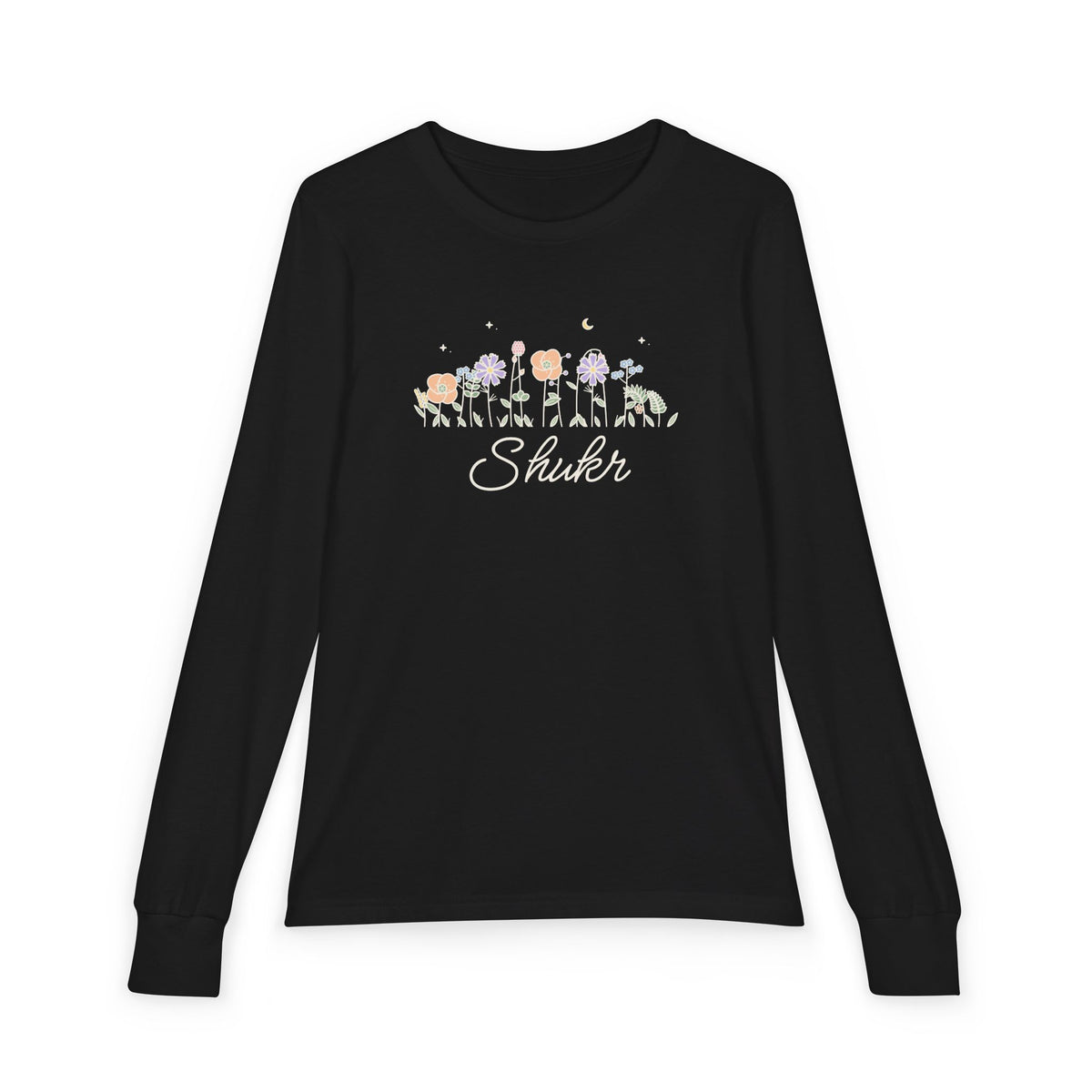 Shukr Meadow Flowers Islamic Kids Kids Long Sleeve Shirt in Black – AdabStars