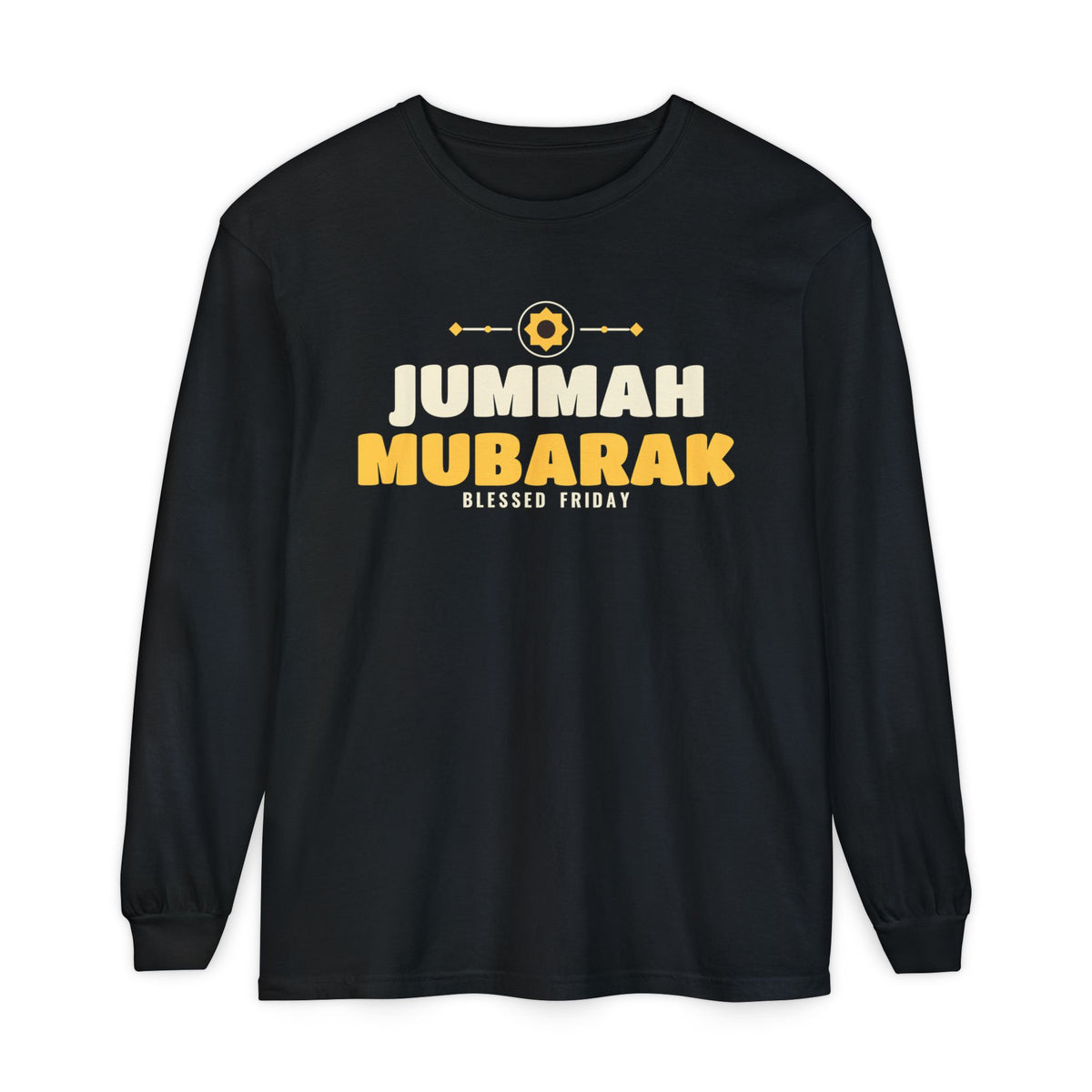 Jummah Mubarak Blessed Friday Islamic Heavyweight Long Sleeve Shirt in Black – AdabStars