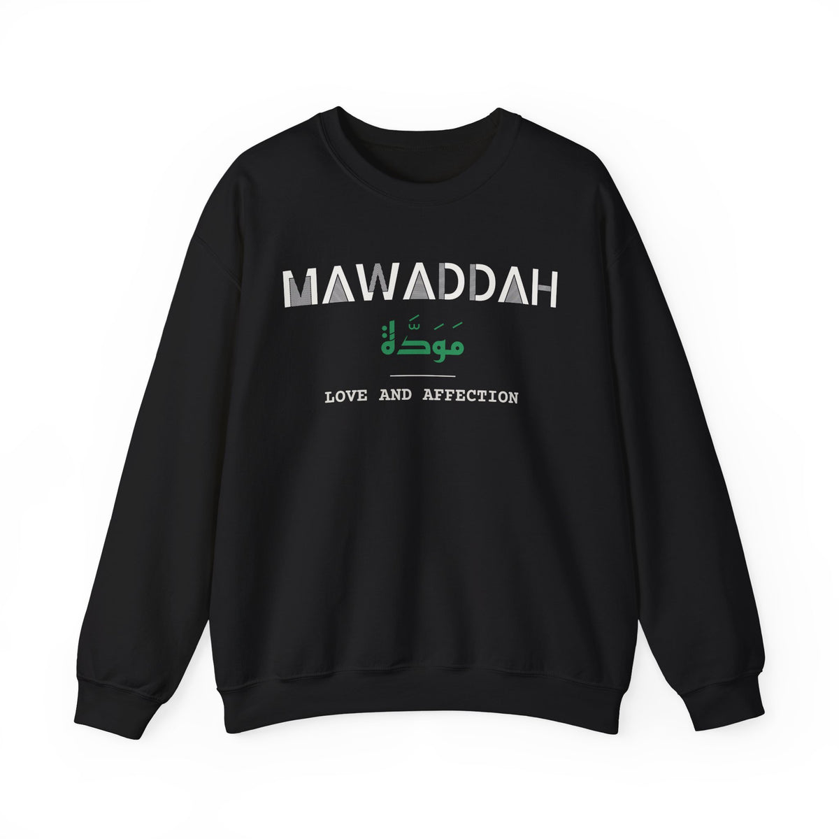 Mawaddah Dual Language with English Meaning Islamic Crewneck Sweatshirt in Black – AdabStars