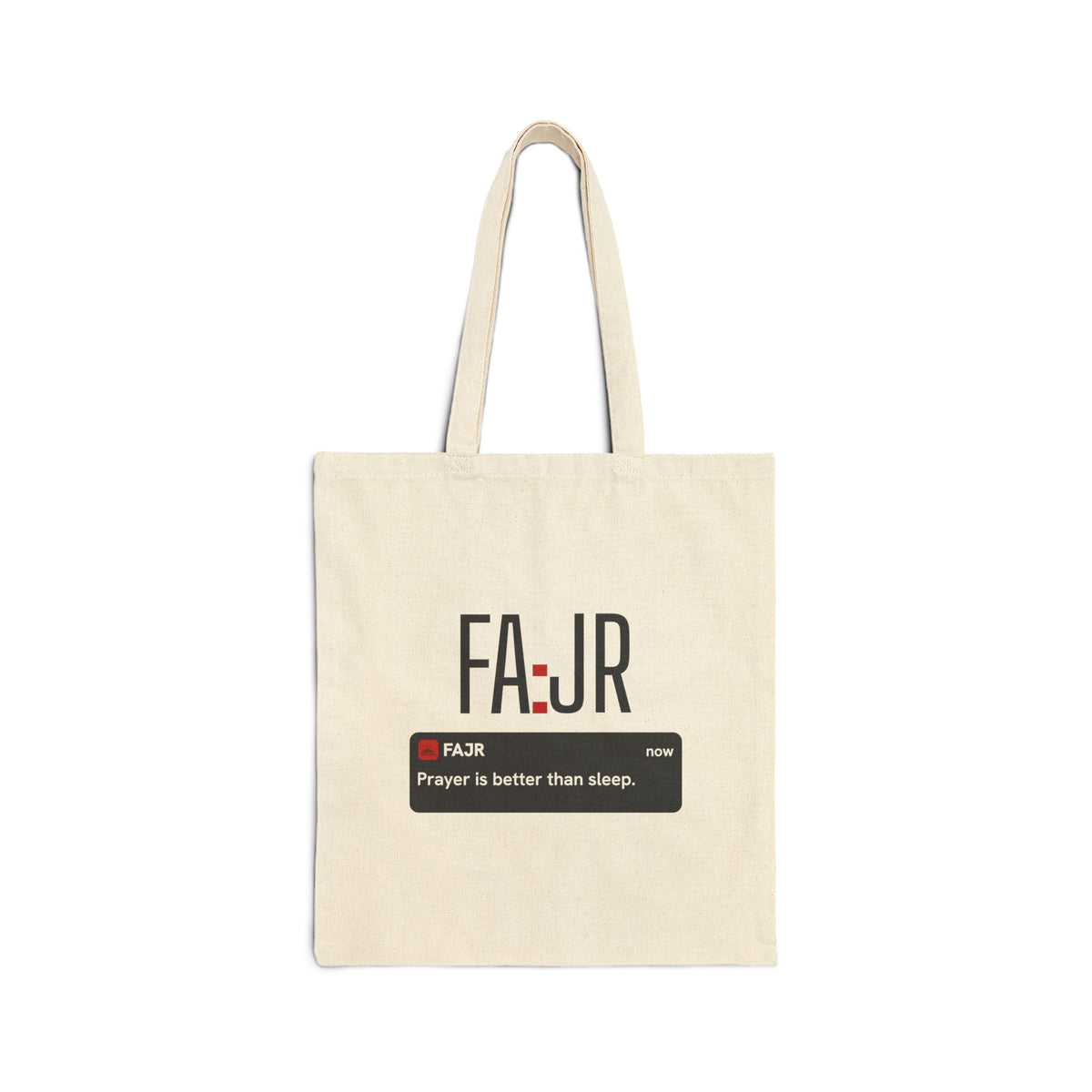 Prayer Is Better Than Sleep Islamic Canvas Tote Bag in Natural, one-sided print – AdabStars