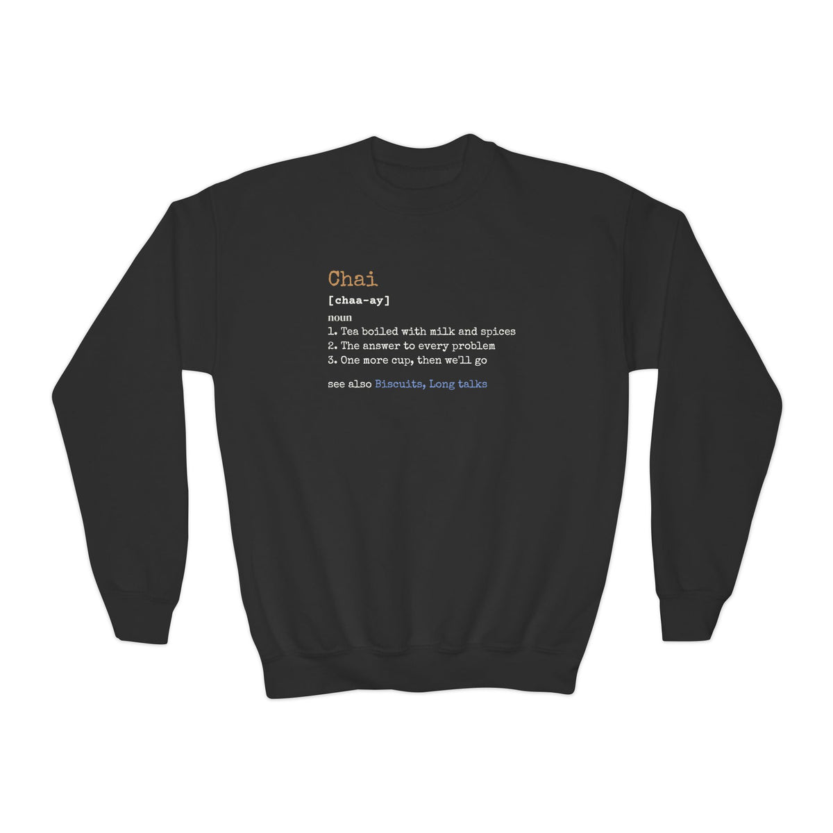 Chai Definition Islamic Kids Sweatshirt in Black – AdabStars
