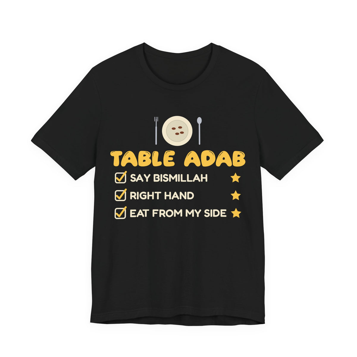 Table Adab Islamic Shirt | Kids Islamic Eating Manners Bismillah Right Hand | AdabStars Islamic Kids Apparel