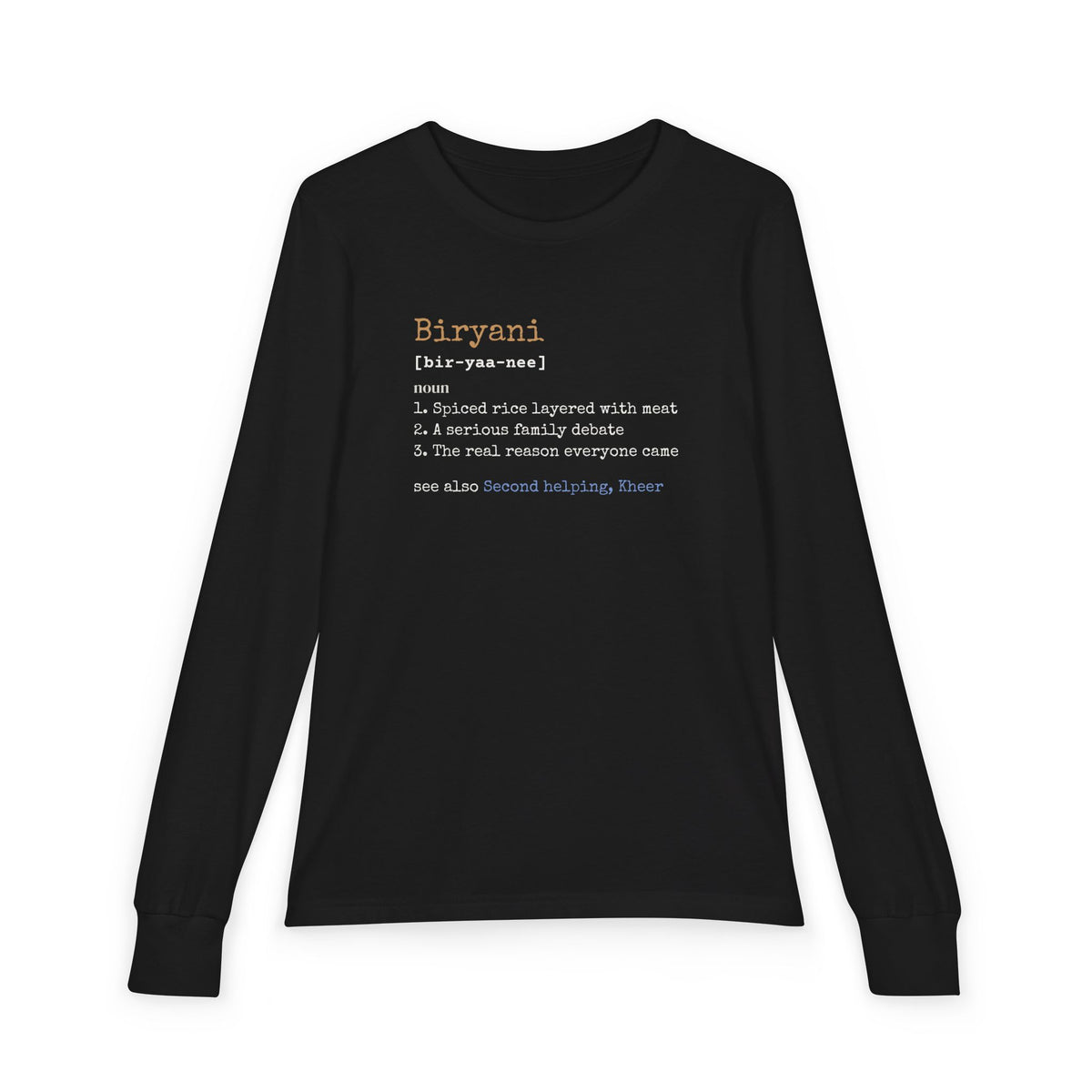 Biryani Definition Islamic Kids Kids Long Sleeve Shirt in Black – AdabStars