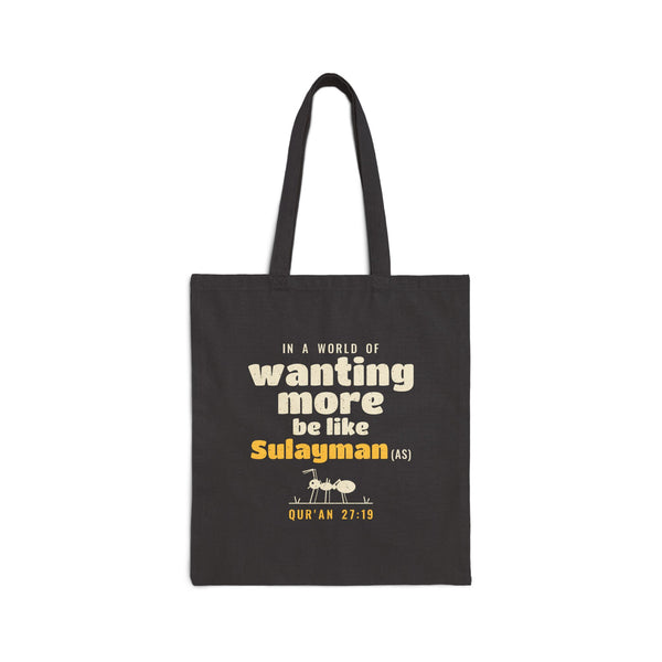 Be Like Sulayman (AS) Canvas Tote Bag in Black, one-sided print – AdabStars