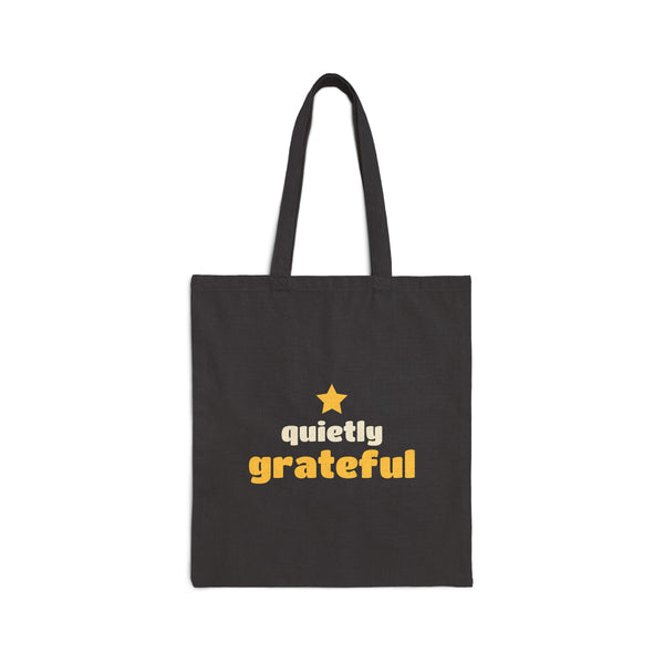 Quietly Grateful Canvas Tote Bag in Black, double-sided print – AdabStars