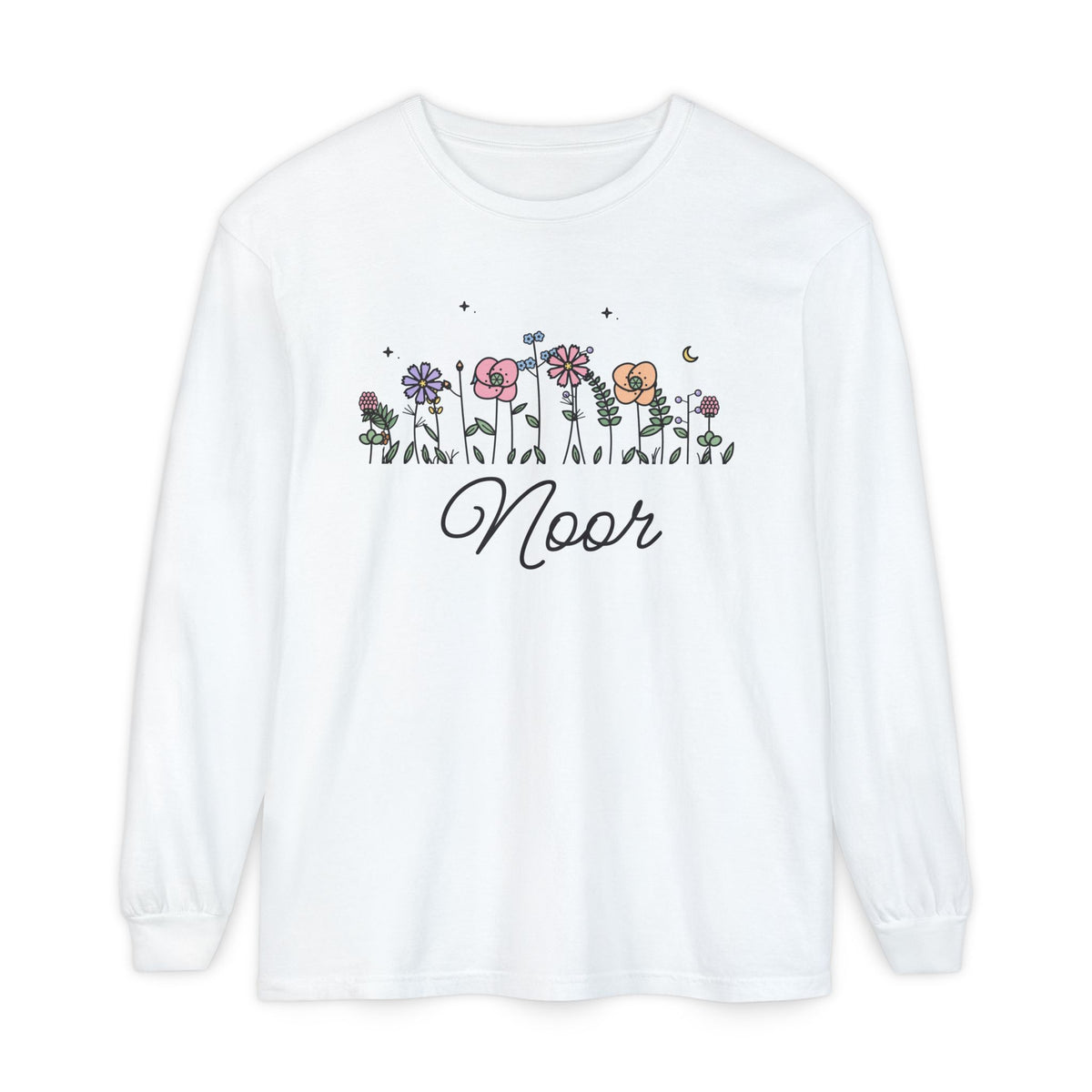 Noor Meadow Flowers Islamic Long Sleeve Shirt | Muslim Light Pastel Flowers Modest Fashion | AdabStars Islamic Apparel