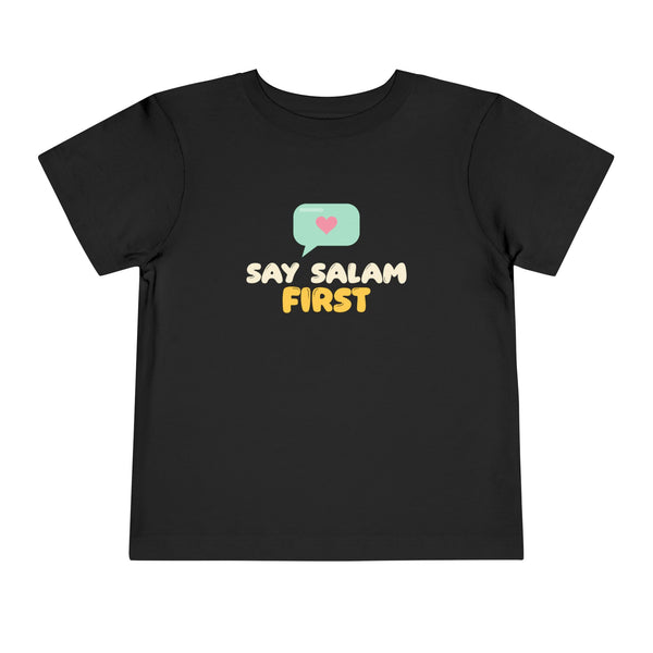 Say Salam First Islamic Toddler Tee | Muslim Kids Islamic Manners Speech Bubble | AdabStars Islamic Kids Apparel