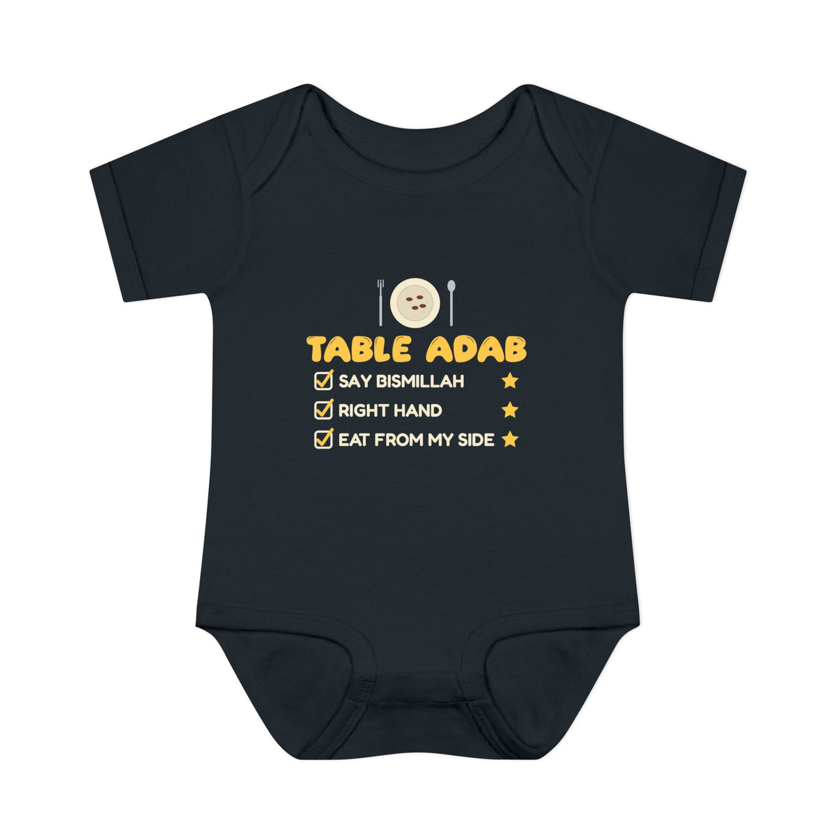 Table Adab Islamic Baby Bodysuit in Black – AdabStars