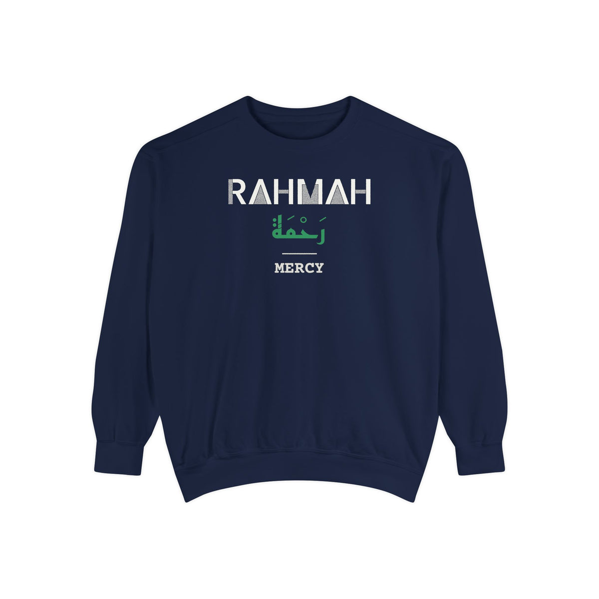Rahmah Dual Language with English Meaning Islamic Premium Sweatshirt in True Navy – AdabStars