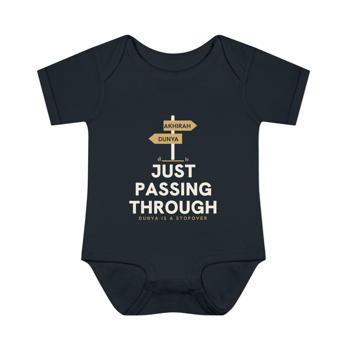 Just Passing Through Islamic Baby Bodysuit in Black – AdabStars