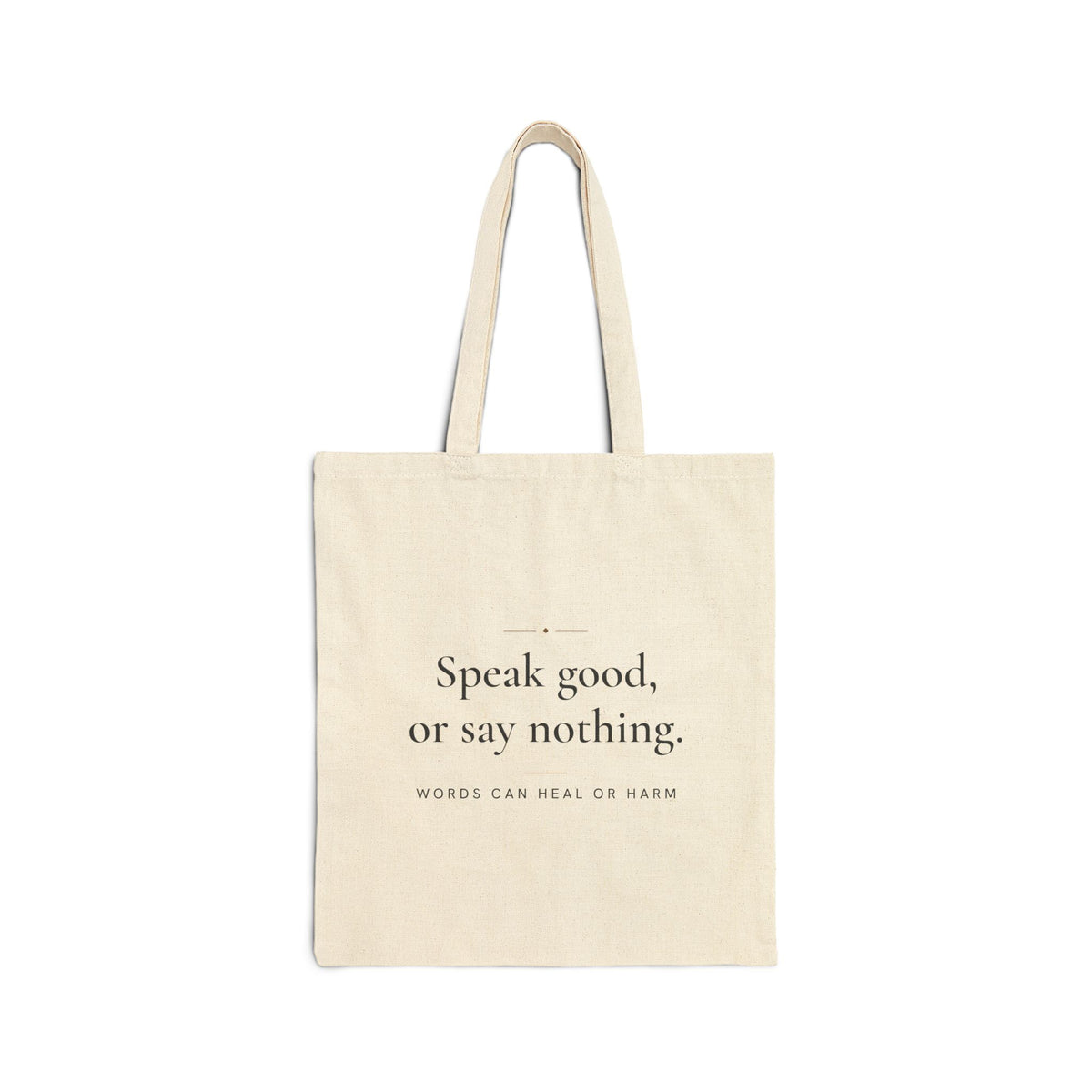 Speak good, or say nothing Islamic Canvas Tote Bag in Natural, double-sided print – AdabStars