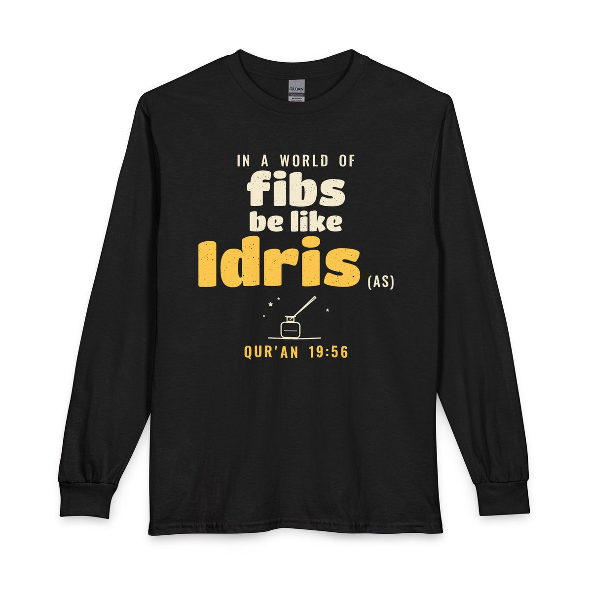 Be Like Idris (AS) Long Sleeve Shirt in Black, front and back print – AdabStars