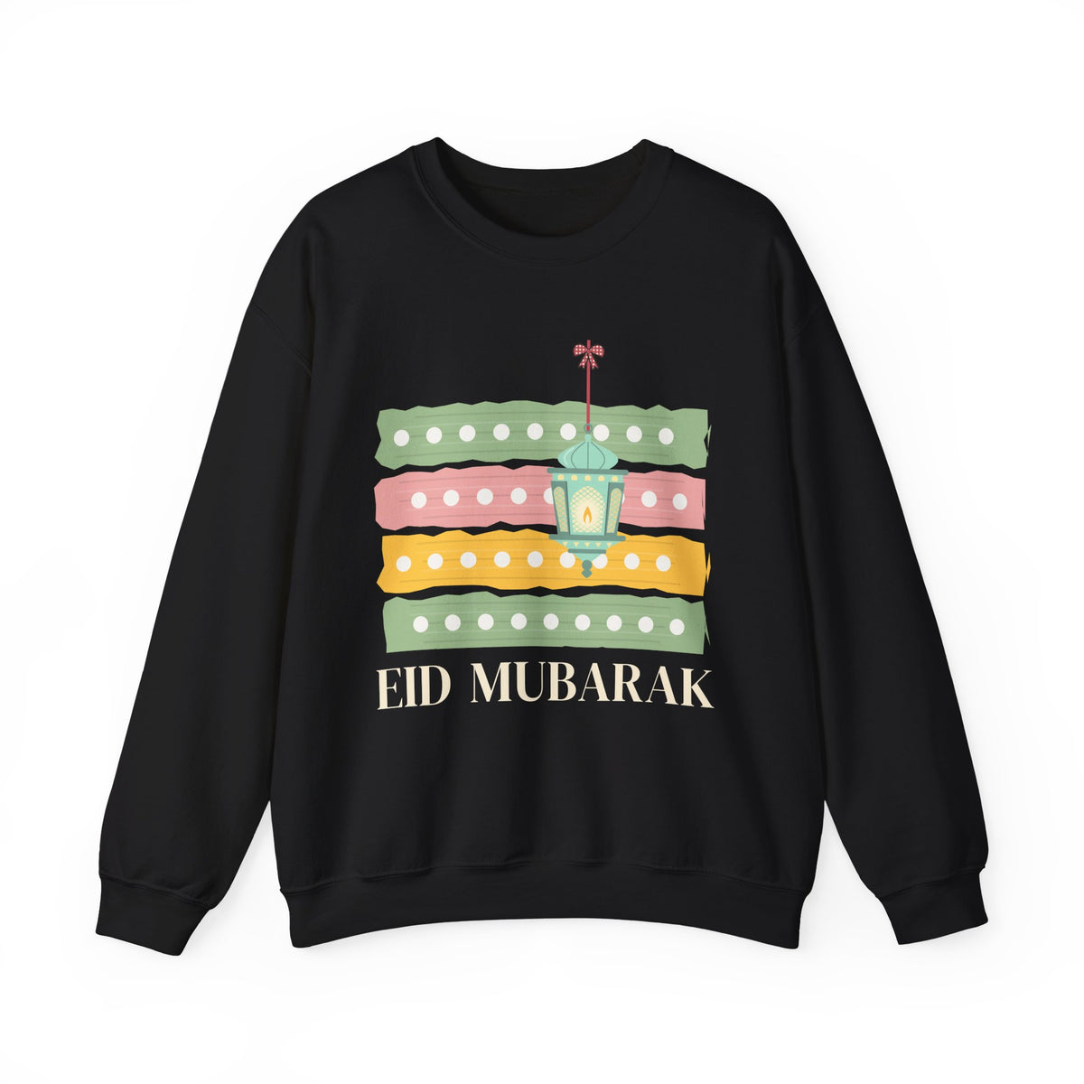 Eid Mubarak Polka Stripes Sweatshirt in Black – AdabStars